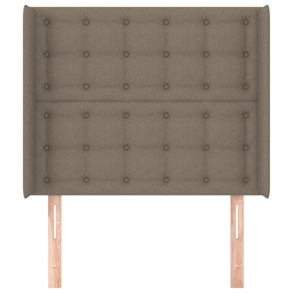 Sänggavel med kanter taupe 103x16x118/128 cm tyg