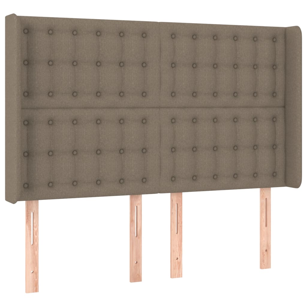 Sänggavel med kanter taupe 147x16x118/128 cm tyg