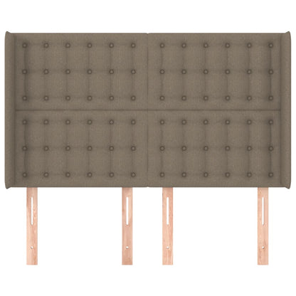 Sänggavel med kanter taupe 147x16x118/128 cm tyg