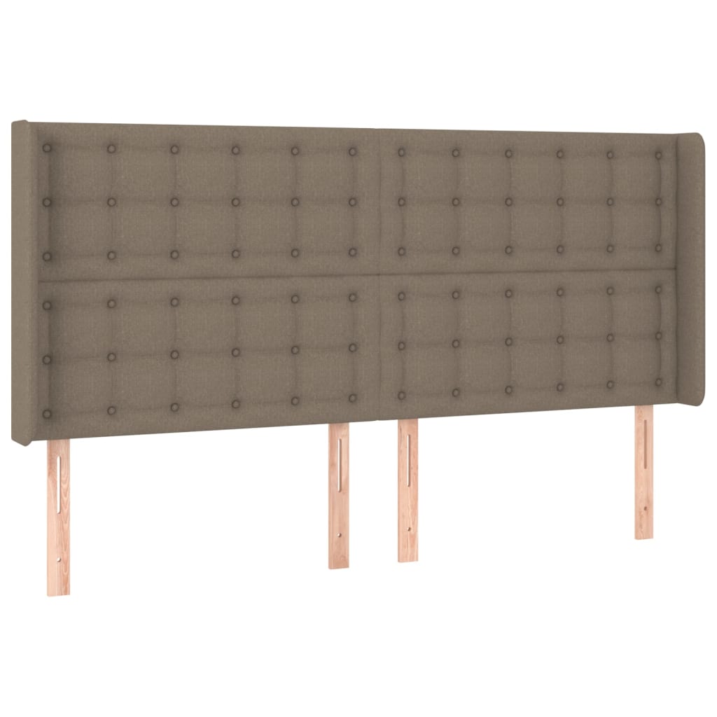 Sänggavel med kanter taupe 163x16x118/128 cm tyg