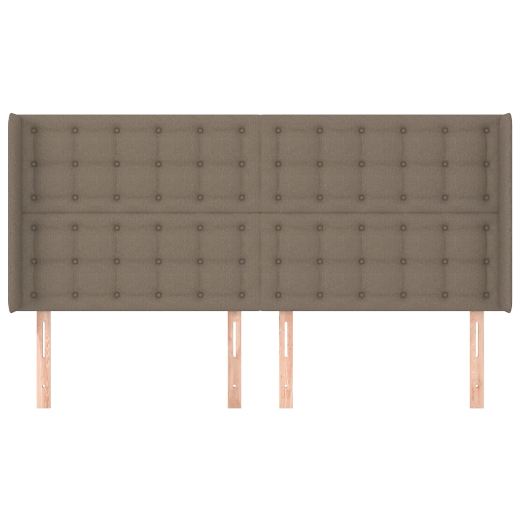 Sänggavel med kanter taupe 163x16x118/128 cm tyg