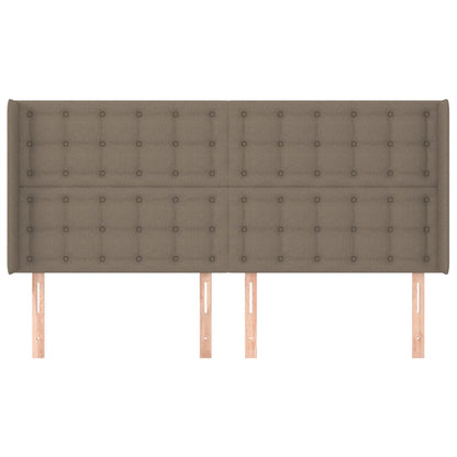 Sänggavel med kanter taupe 163x16x118/128 cm tyg