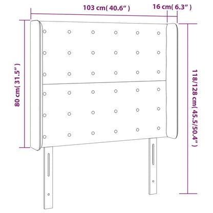 Sänggavel med kanter svart 103x16x118/128 cm sammet