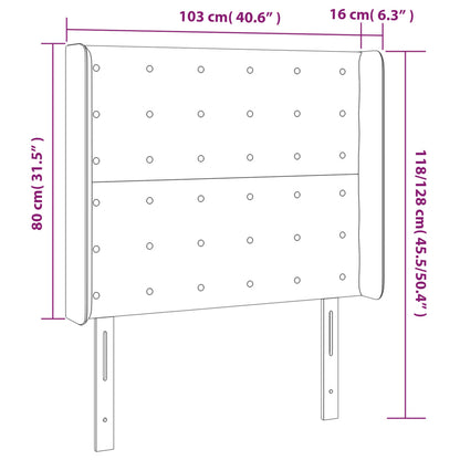 Sänggavel med kanter rosa 103x16x118/128 cm sammet