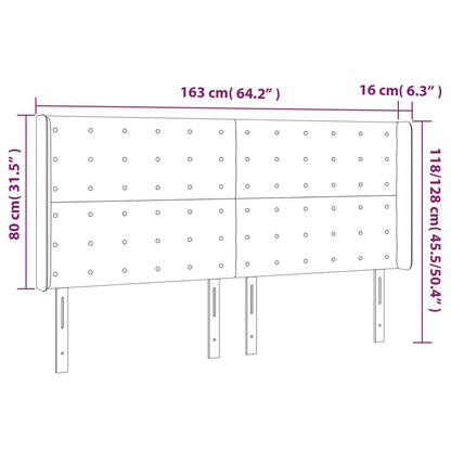 Sänggavel med kanter svart 163x16x118/128 cm sammet