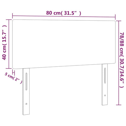 Sänggavel LED mörkgrå 80x5x78/88 cm tyg