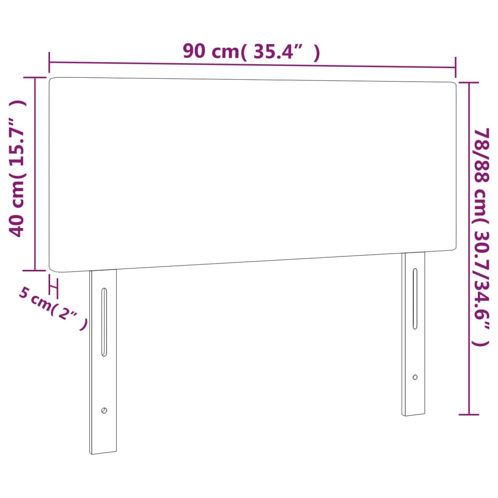 Sänggavel LED ljusgrå 90x5x78/88 cm tyg