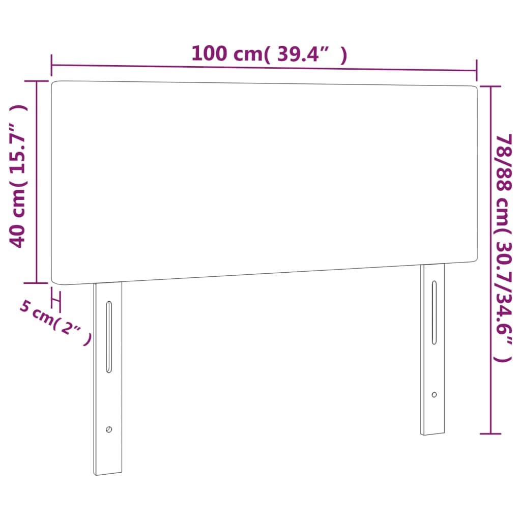 Sänggavel LED ljusgrå 100x5x78/88 cm tyg