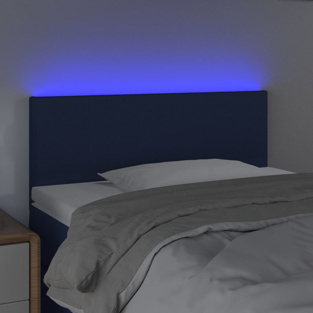 Sänggavel LED blå 100 x 5 x 78/88 cm tyg