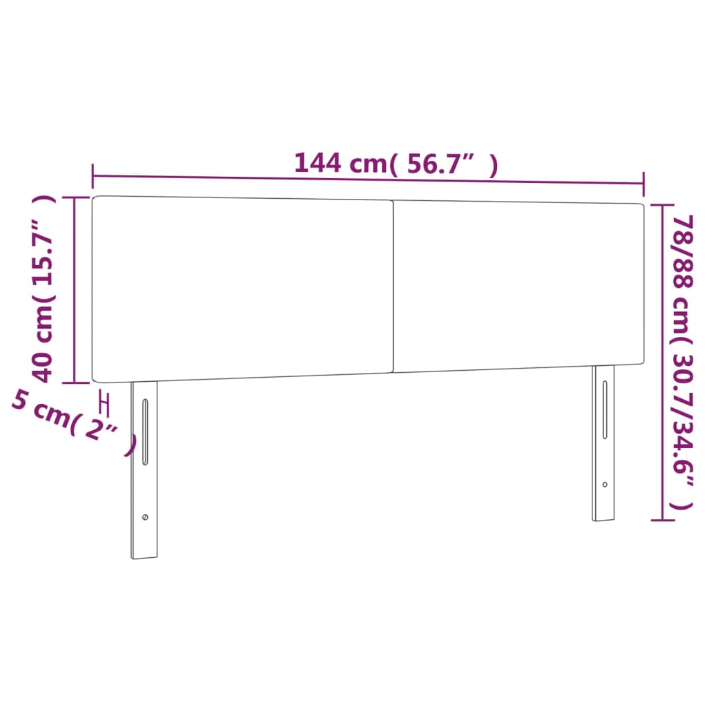 Sänggavel LED ljusgrå 144x5x78/88 cm tyg