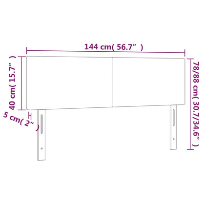 Sänggavel LED ljusgrå 144x5x78/88 cm tyg