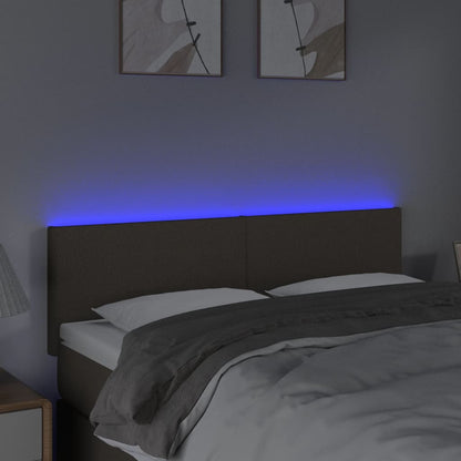 Sänggavel LED taupe 144x5x78/88 cm tyg