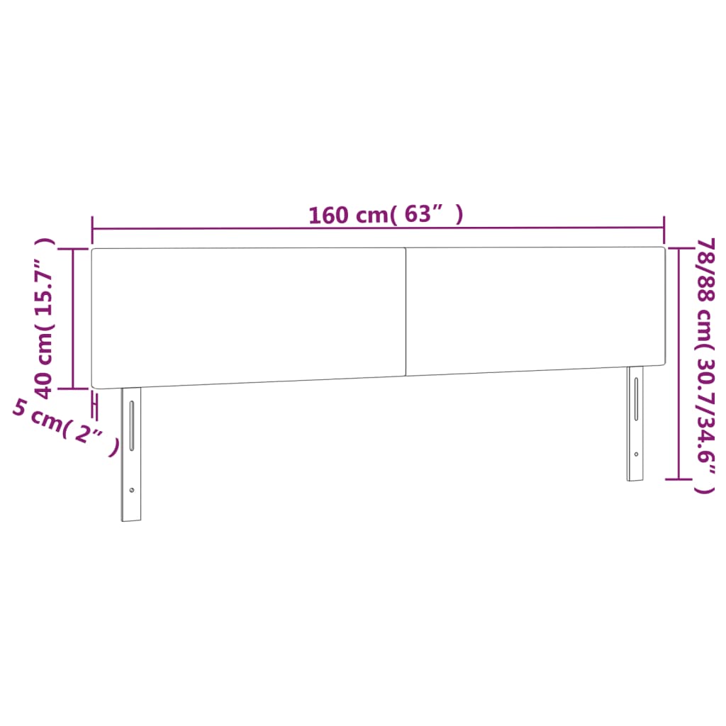 Sänggavel LED mörkgrå 160x5x78/88 cm tyg