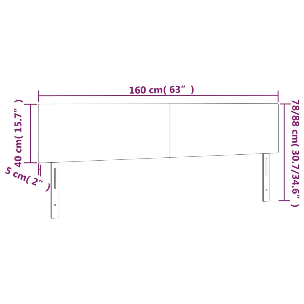 Sänggavel LED svart 160x5x78/88 cm tyg