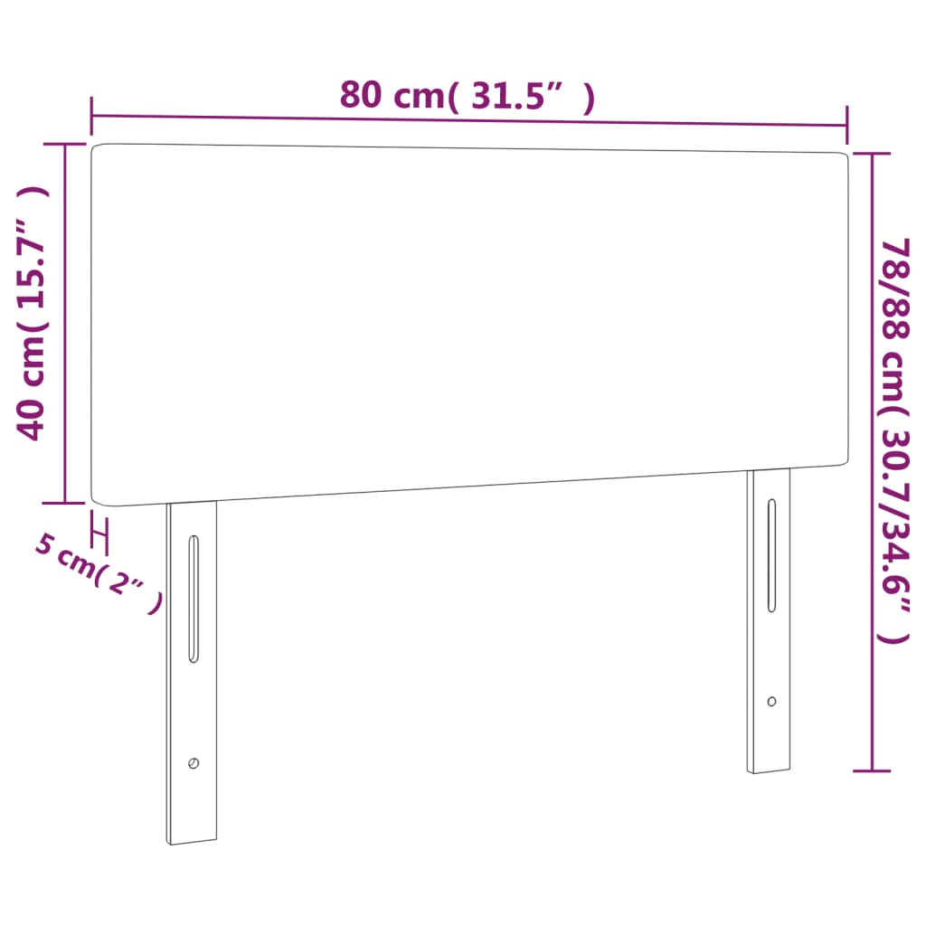 Sänggavel LED ljusgrå 80x5x78/88 cm sammet