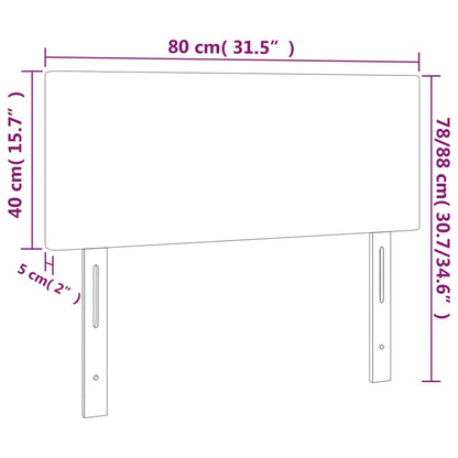 Sänggavel LED ljusgrå 80x5x78/88 cm sammet