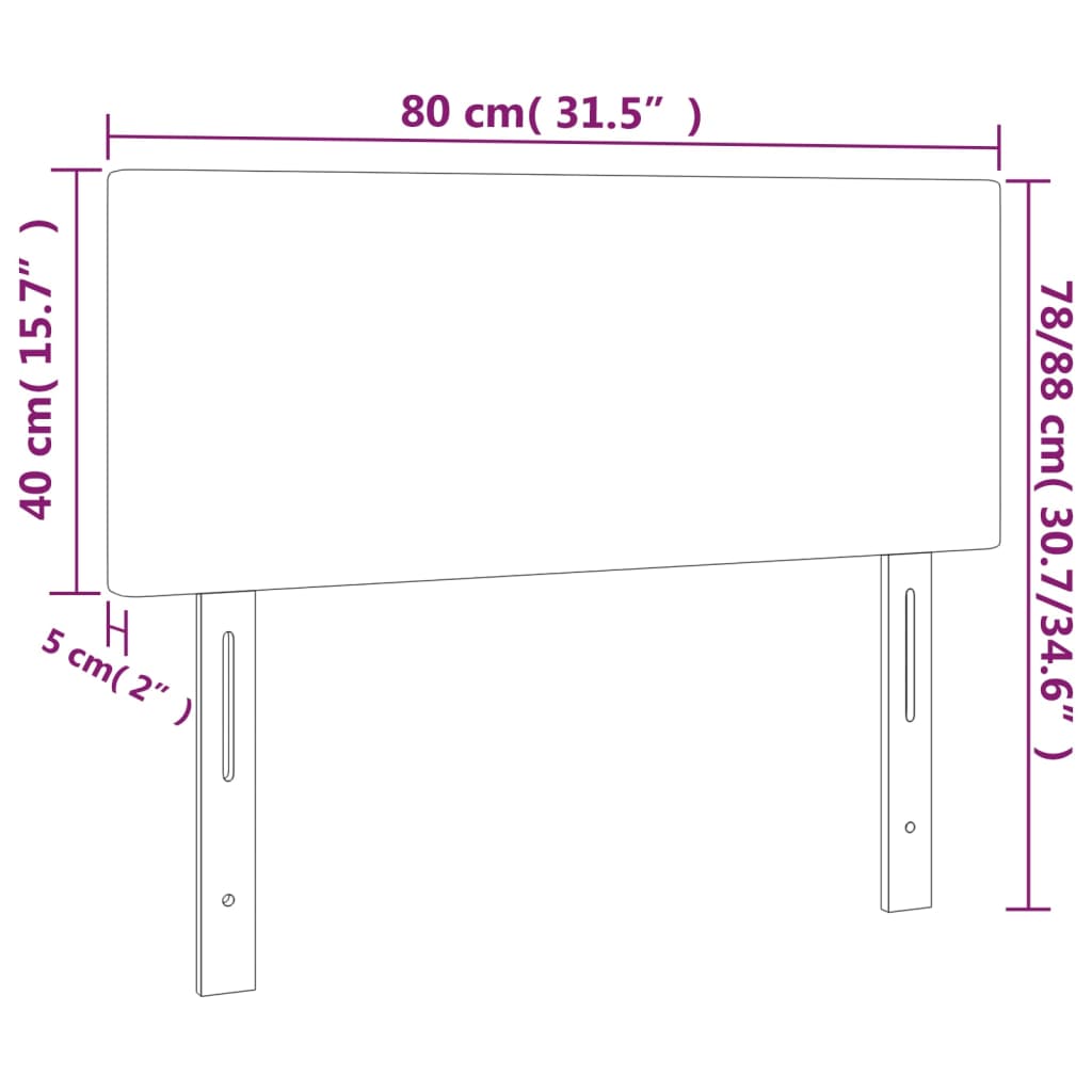 Sänggavel LED mörkgrå 80x5x78/88 cm sammet