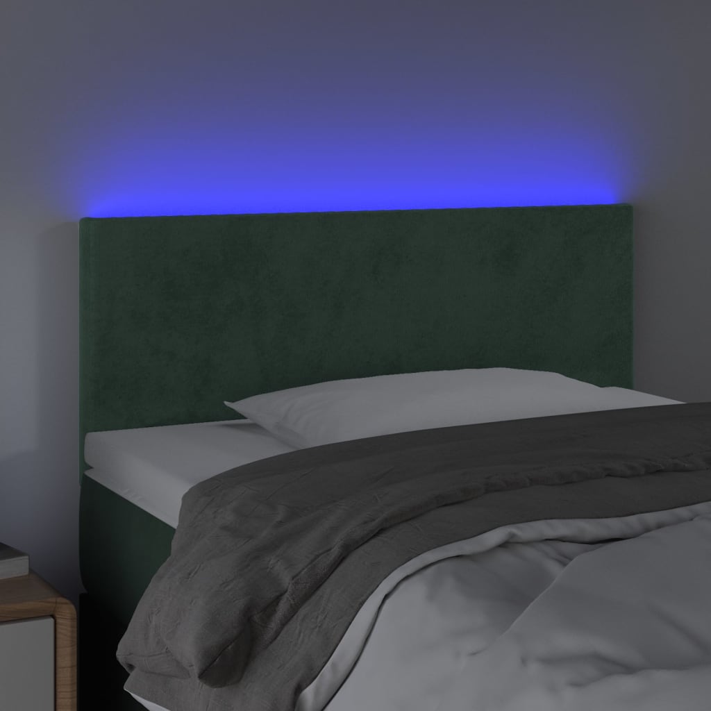 Sänggavel LED mörkgrön 100x5x78/88 cm sammet