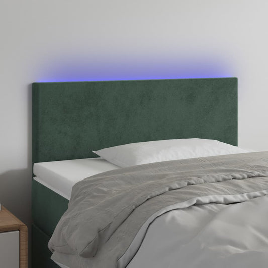 Sänggavel LED mörkgrön 100x5x78/88 cm sammet