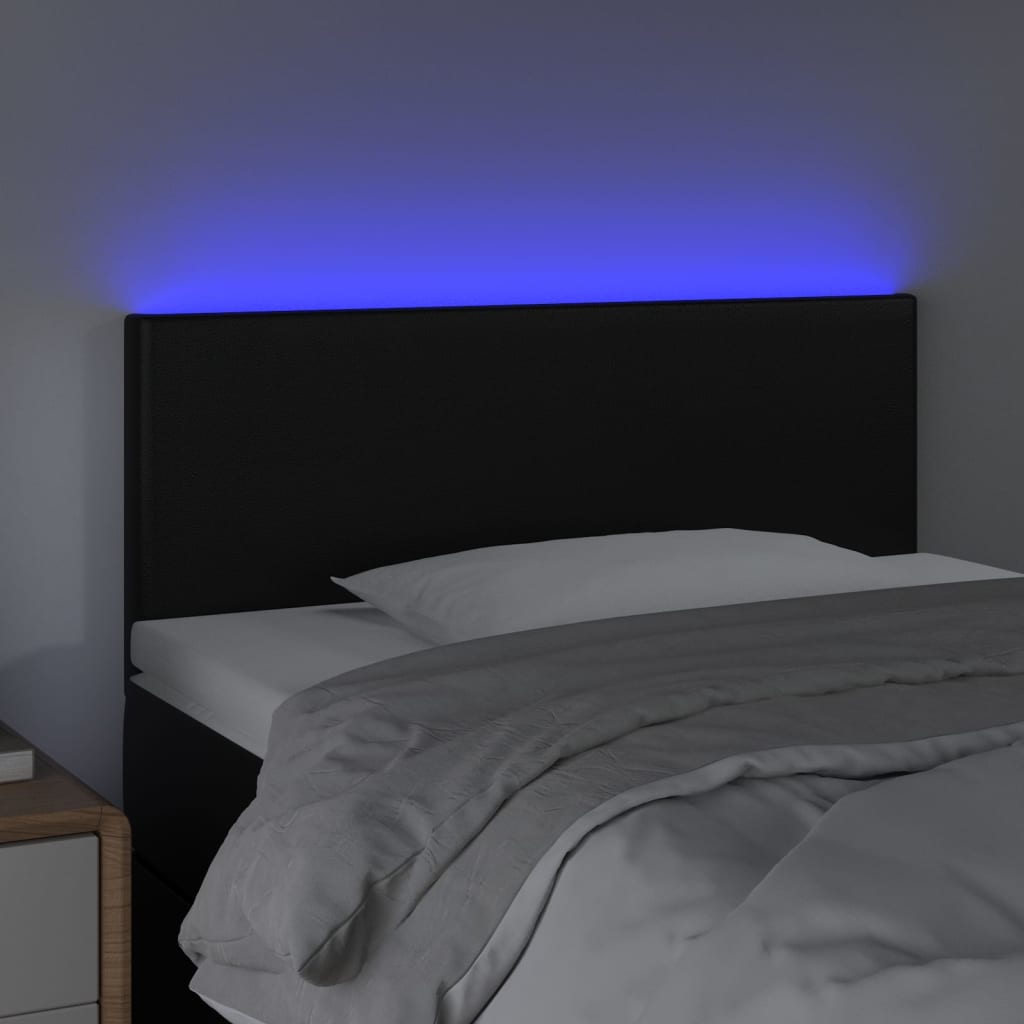 Sänggavel LED svart 100 x 5 x 78/88 cm konstläder