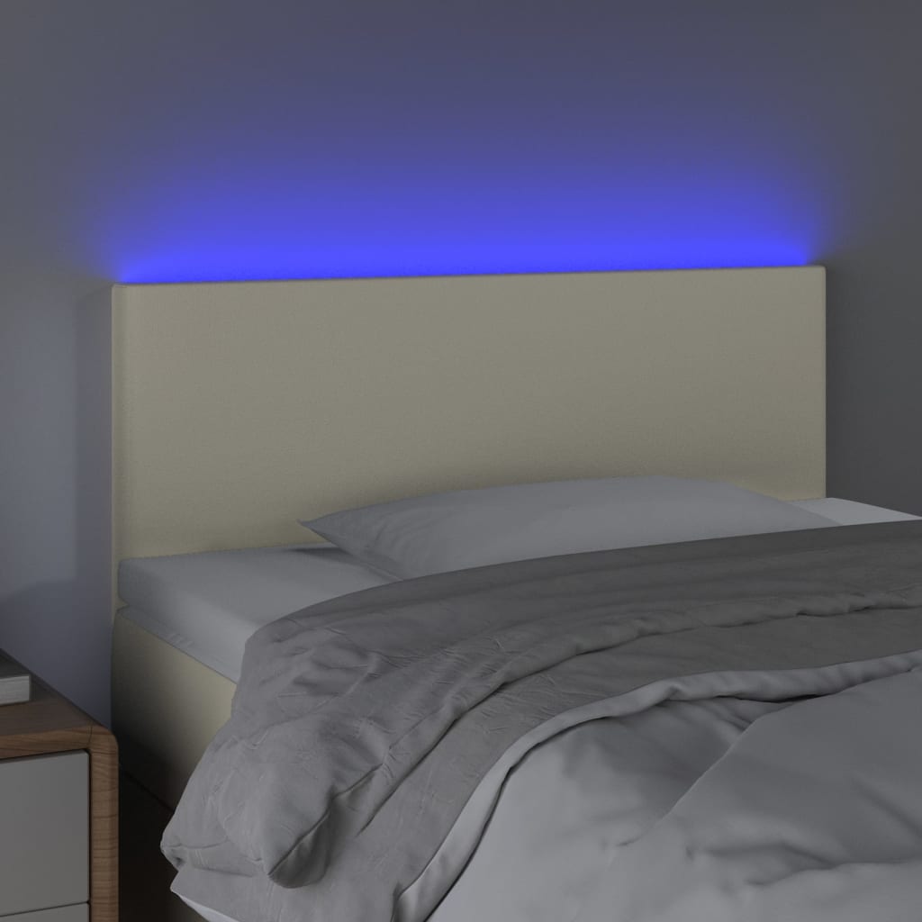 Sänggavel LED gräddvit 100x5x78/88 cm konstläder