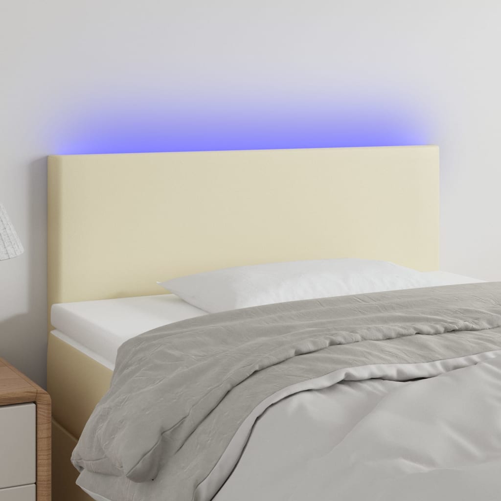 Sänggavel LED gräddvit 100x5x78/88 cm konstläder