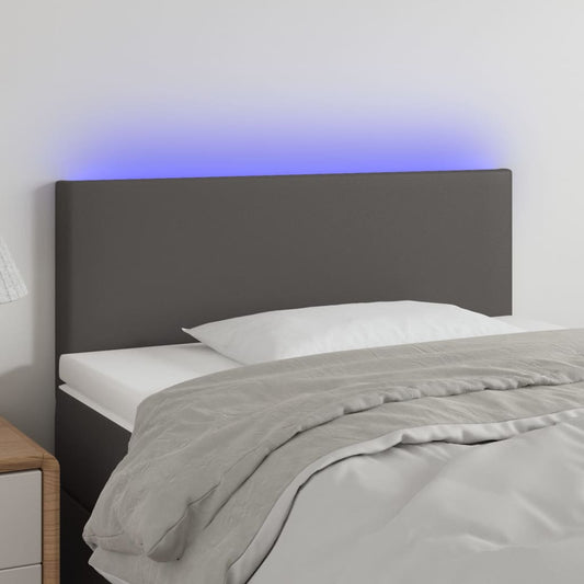 Sänggavel LED grå 100x5x78/88 cm konstläder