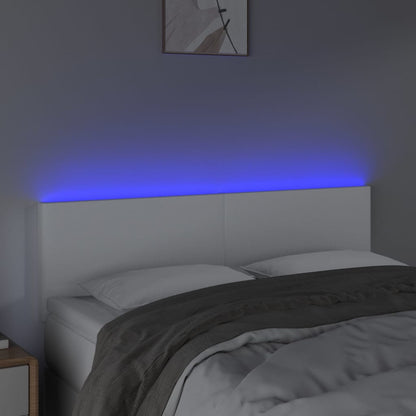 Sänggavel LED vit 144x5x78/88 cm konstläder