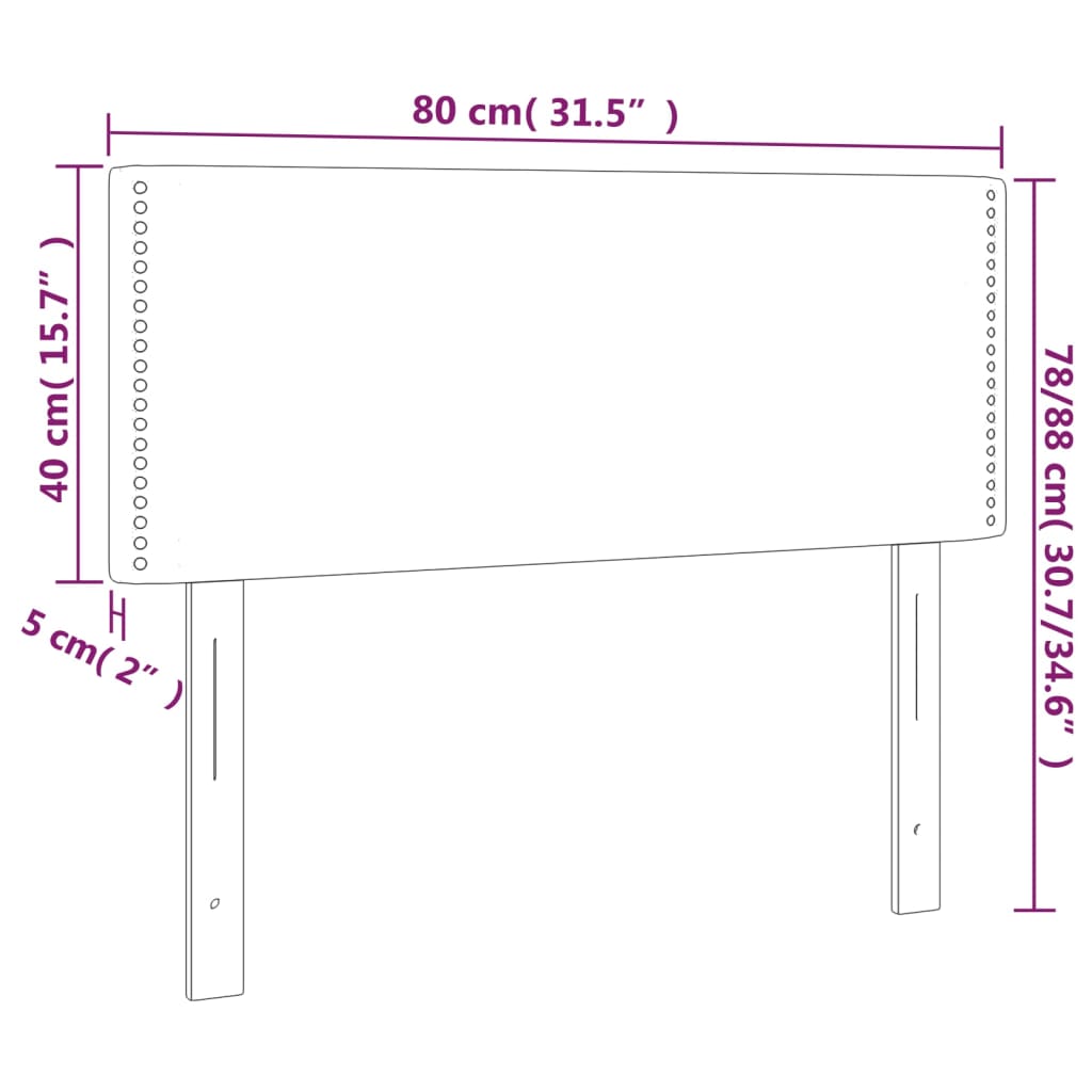 Sänggavel LED ljusgrå 80x5x78/88 cm tyg