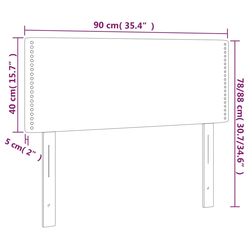 Sänggavel LED svart 90x5x78/88 cm tyg