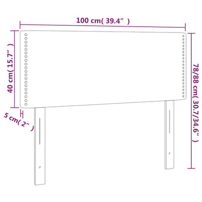 Sänggavel LED ljusgrå 100x5x78/88 cm tyg