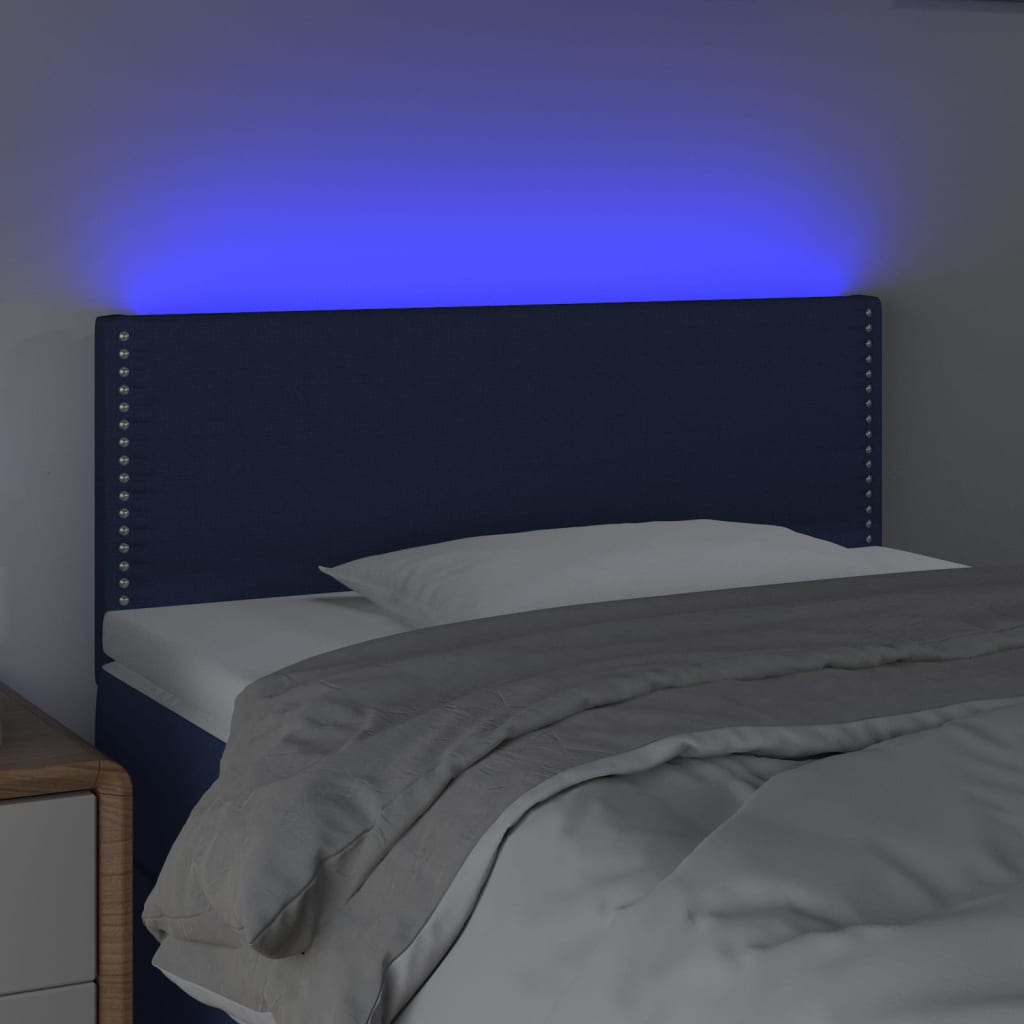 Sänggavel LED blå 100 x 5 x 78/88 cm tyg