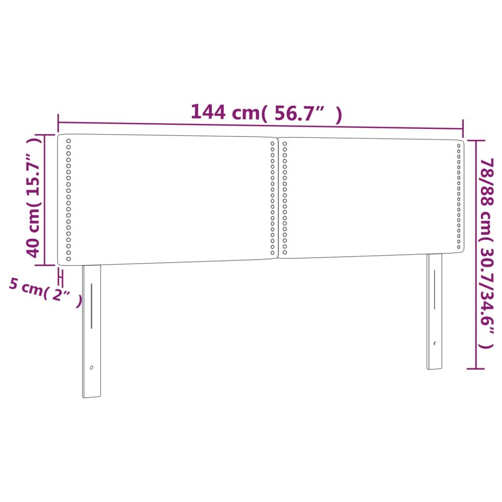 Sänggavel LED mörkgrå 144x5x78/88 cm tyg