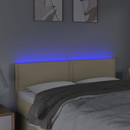 Sänggavel LED gräddvit 144x5x78/88 cm tyg