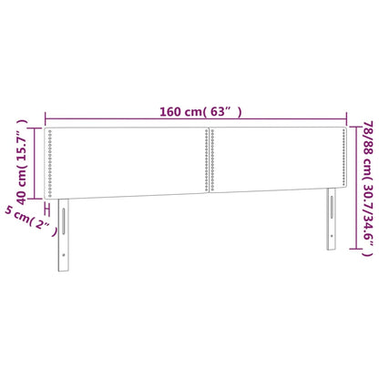 Sänggavel LED svart 160x5x78/88 cm tyg