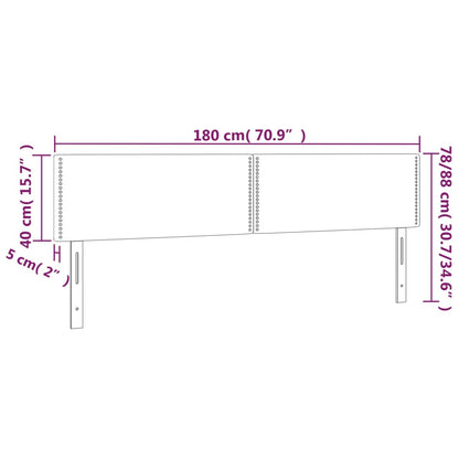 Sänggavel LED svart 180x5x78/88 cm tyg