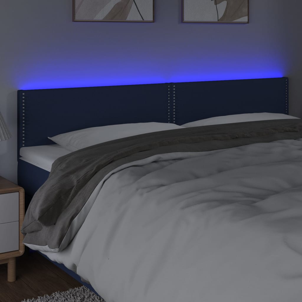 Sänggavel LED blå 200x5x78/88 cm tyg