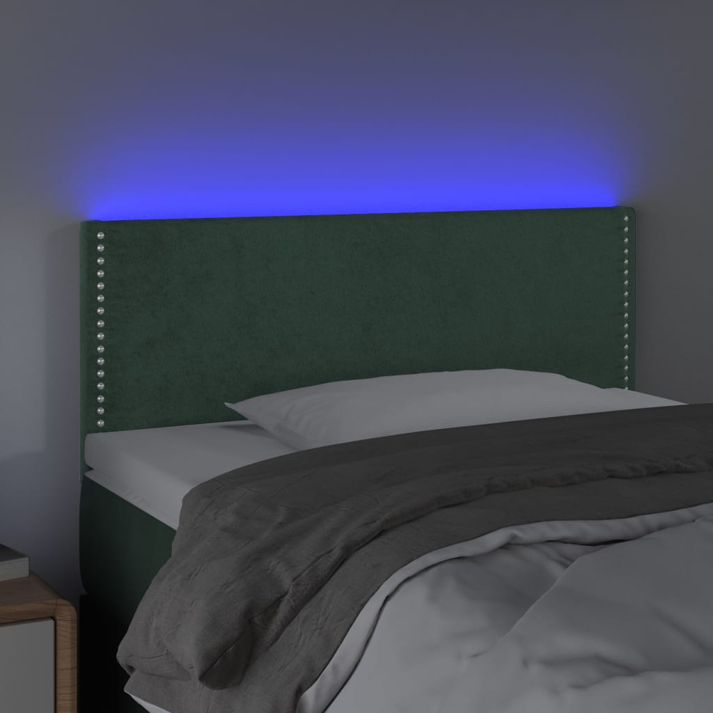 Sänggavel LED mörkgrön 80x5x78/88 cm sammet