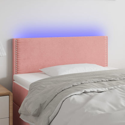 Sänggavel LED rosa 80x5x78/88 cm sammet