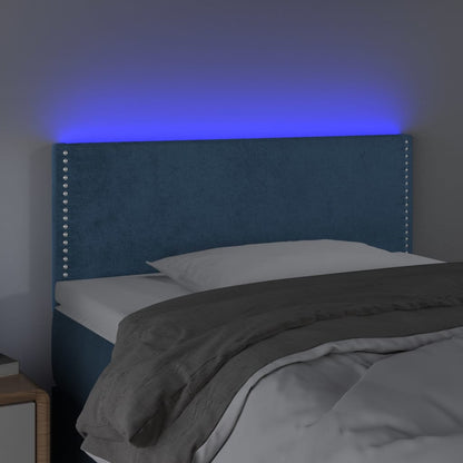 Sänggavel LED blå 100 x 5 x 78/88 cm sammet