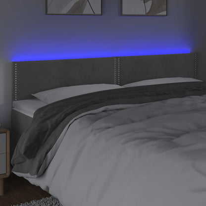 Sänggavel LED ljusgrå 160x5x78/88 cm sammet