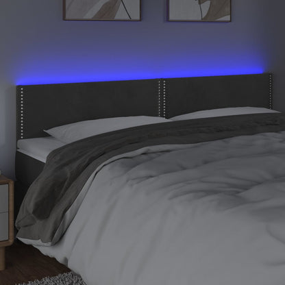 Sänggavel LED mörkgrå 160x5x78/88 cm sammet