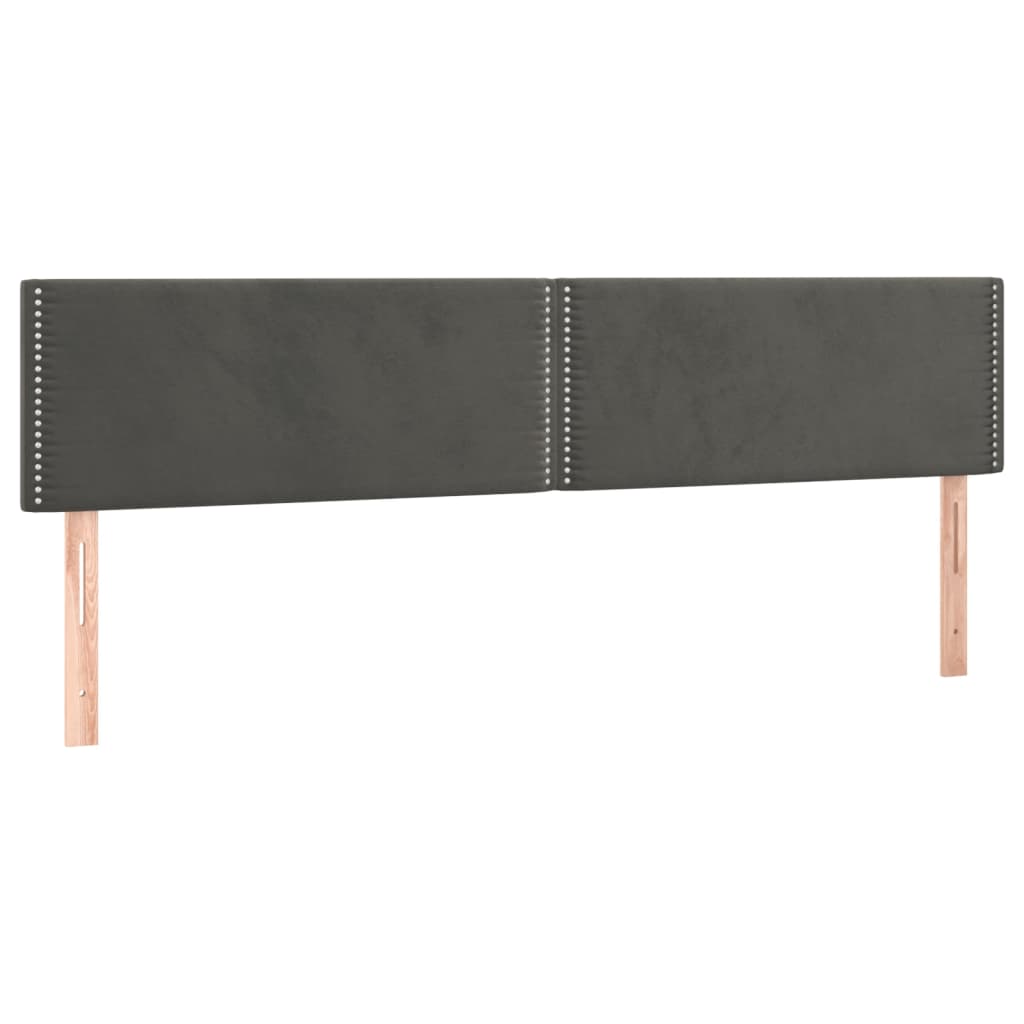 Sänggavel LED mörkgrå 180x5x78/88 cm sammet