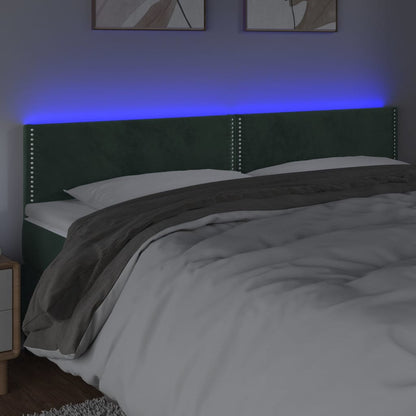 Sänggavel LED mörkgrön 200x5x78/88 cm sammet