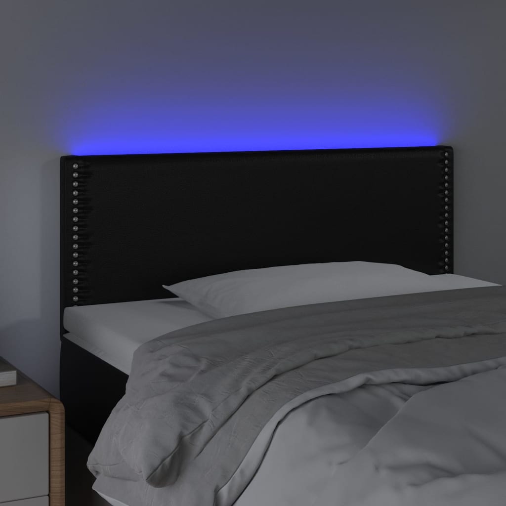 Sänggavel LED svart 90x5x78/88 cm konstläder