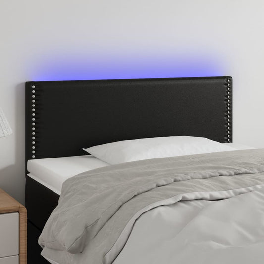 Sänggavel LED svart 90x5x78/88 cm konstläder