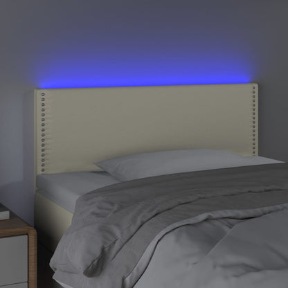 Sänggavel LED gräddvit 100x5x78/88 cm konstläder