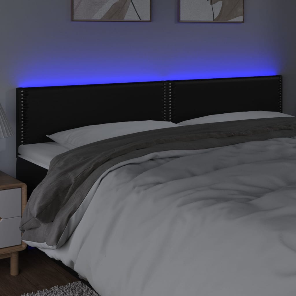 Sänggavel LED svart 160x5x78/88 cm konstläder