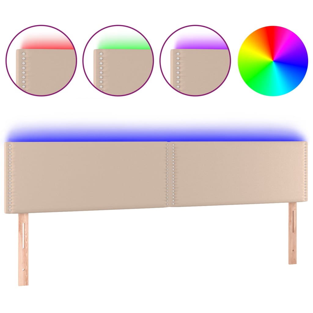 Sänggavel LED cappuccino 160x5x78/88 cm konstläder