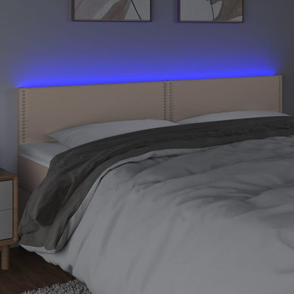 Sänggavel LED cappuccino 160x5x78/88 cm konstläder